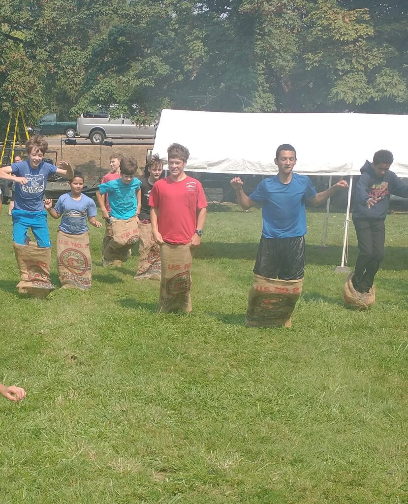 Sack races for kids, Pioneer Days, Canyonville, Oregon