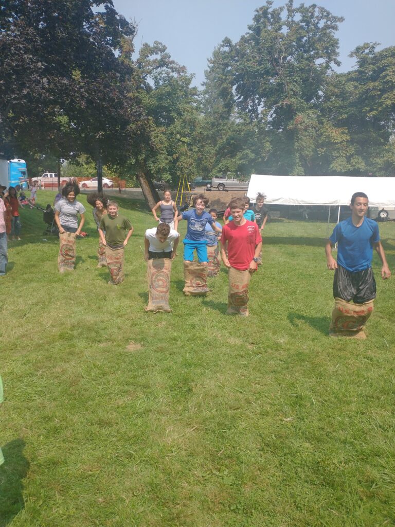 Sack races, Pioneer Days, Kids event